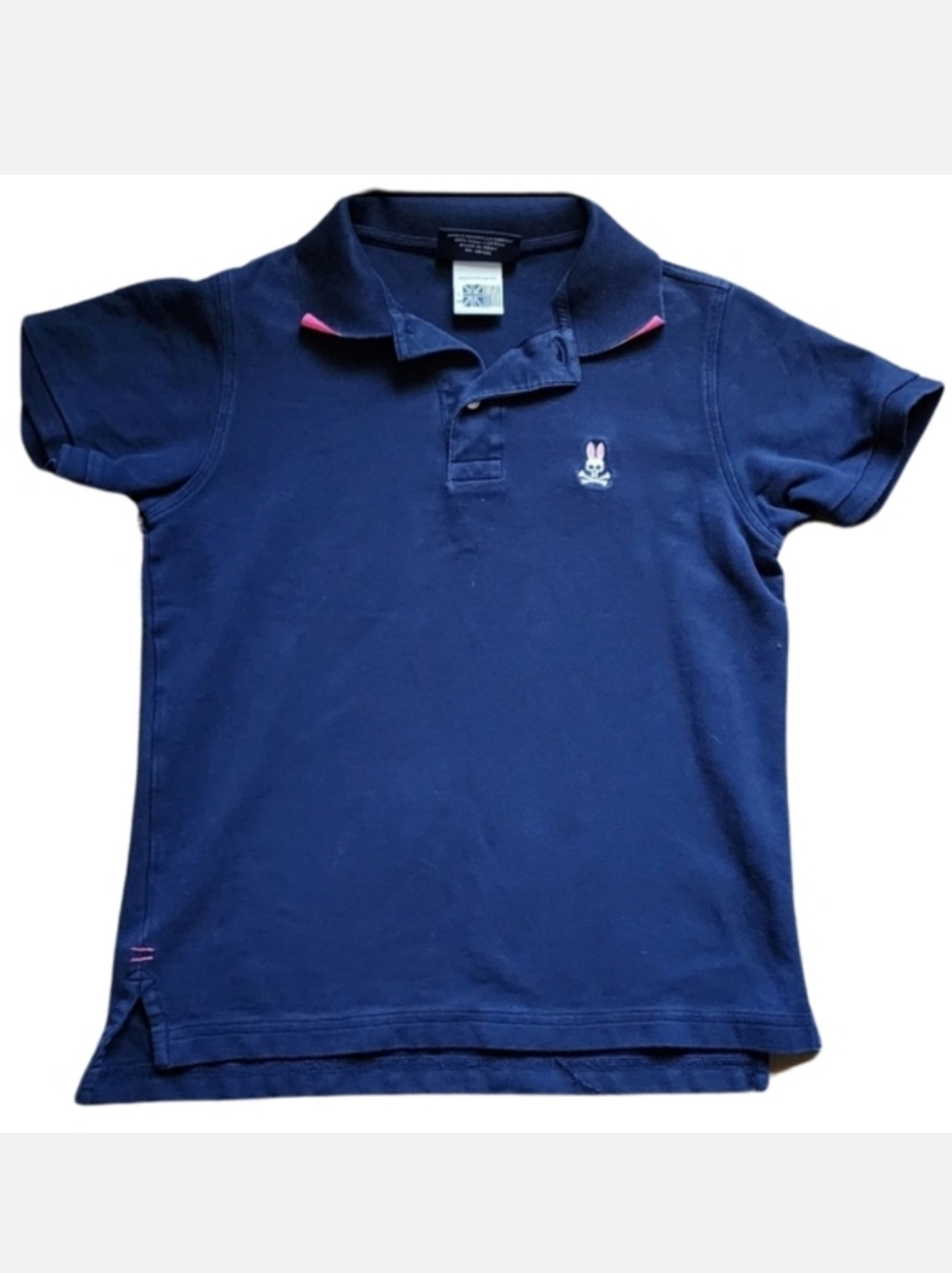 Psycho‎ Bunny Blue Polo Shirt 100% Pima Cotton Kids Large Unisex